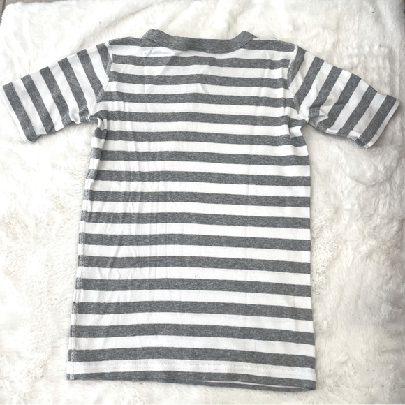 Hanna Andersson Striped Long John Pajama Top, Heather Grey and White, US 12 - Picture 2 of 6